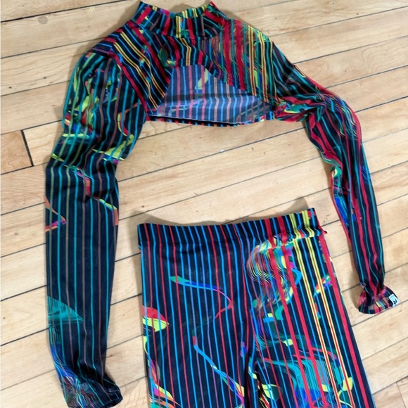 BADINKA Simulation Mesh Shrug and pants Set neon rave party outfit - Picture 9 of 10